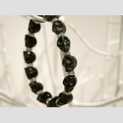 Skull Armbnd - Sort Skulls perle Armbnd - Slv/Diamant Mellemperler