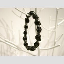 Skull Armbnd - Sort Skull perle Armbnd - Sort/Slv Imiteret Mellemled