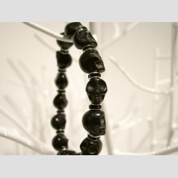 Skull Armbnd - Sort Skull perle Armbnd - Sort/Slv Imiteret Mellemled