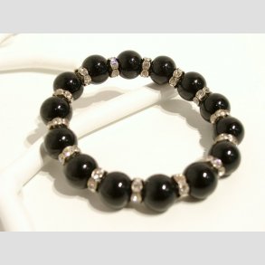 Armbnd - Sort Knuste Strandskaller Perle Armbnd - Forslvet Mellemperler