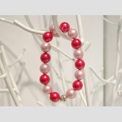 Armbnd - Rosa Knuste Strandskalle Perle Armbnd - Forslvet Mellemperle