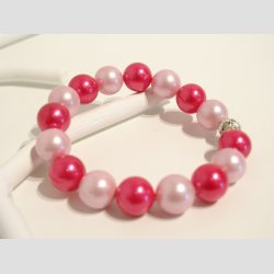 Armbnd - Rosa Knuste Strandskalle Perle Armbnd - Forslvet Mellemperle