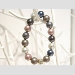 Armbnd - Rosabl Mix Pulveriseret Strandskalle Perler