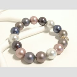 Armbnd - Rosabl Mix Pulveriseret Strandskalle Perler