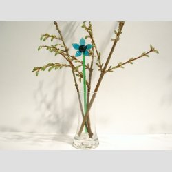 Glasblomster - Lysebl - 16-17cm - 1 St Med 3 Stk