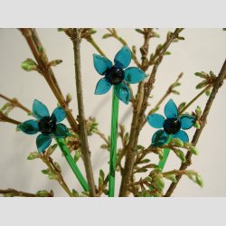 Glasblomster - Lysebl - 16-17cm - 1 St Med 3 Stk