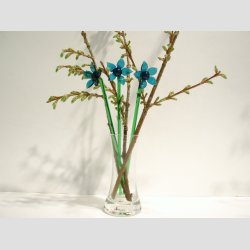 Glasblomster - Lysebl - 16-17cm - 1 St Med 3 Stk
