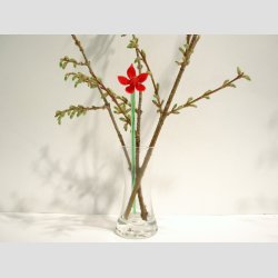 Glasblomster - Rde - 16-17cm - 1 St Med 3 Stk