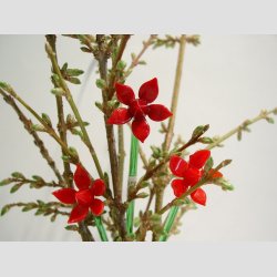 Glasblomster - Rde - 16-17cm - 1 St Med 3 Stk