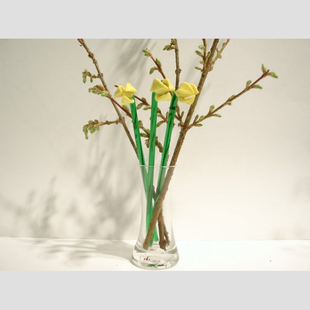 Glasblomster - Gul - 16-17cm - 1 St Med 3 Stk