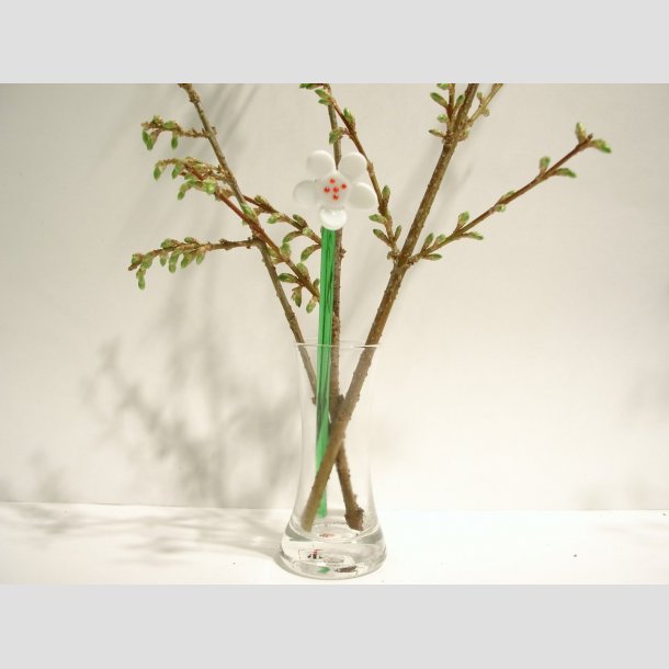 Glasblomster - Hvid - 16-17cm - 1 St Med 3 Stk 1 stk