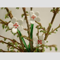 Glasblomster - Hvid - 16-17cm - 1 St Med 3 Stk