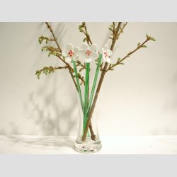 Glasblomster - Hvid - 16-17cm - 1 St Med 3 Stk
