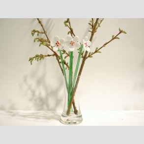 Glasblomster - Hvid - 16-17cm - 1 St Med 3 Stk