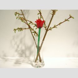 Rde Roser Glas Blomster - Rde Roser p Grn Stilk - 16-17cm - 1 St Med 3 Stk