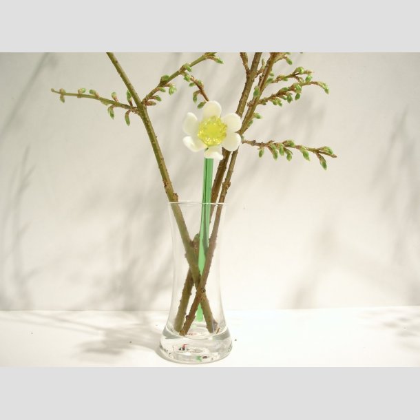 Pinselilje - Hvid Gul Glas Pinselilje p Grn Stilk - 16-17cm - 1 St Med 3 Stk 1 stk