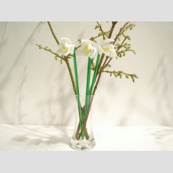 Blomster - Hvid Vintergk Glas Blomst p Stilk - 16-17cm - 1 St Med 3 Stk