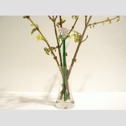 Roser - Klar/Lyserde Glas Blomster - Roser p Grn stilk - 16-17cm - 1 St Med 3 Stk