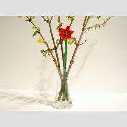Glas Blomster - Orangerde Glas Lilje Blomster p Grn stilk - 16-17cm - 1 St Med 3 Stk