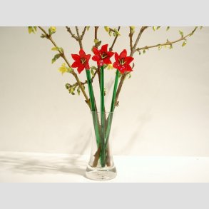 Glas Blomster - Orangerde Glas Lilje Blomster p Grn stilk - 16-17cm - 1 St Med 3 Stk
