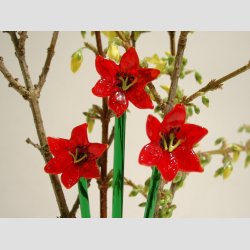 Glas Blomster - Orangerde Glas Lilje Blomster p Grn stilk - 16-17cm - 1 St Med 3 Stk