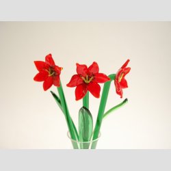 Glas Blomster - Orangerde Glas Lilje Blomster p Grn stilk - 16-17cm - 1 St Med 3 Stk