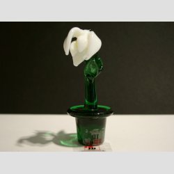 Glaskunst - Vintergk - Glas Blomst I Potte - Hvid Vintergk - 8cm