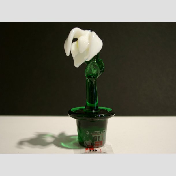 Glaskunst - Vintergk - Glas Blomst I Potte - Hvid Vintergk - 8cm Hvid