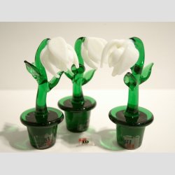 Glaskunst - Vintergk - Glas Blomst I Potte - Hvid Vintergk - 8cm