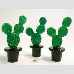 Kaktus Glasfigur - Glas Kaktus I Potte - 8-9cm