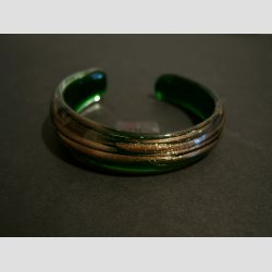 Glas Armbnd - Grn/Guld - Dia5,7cm &amp; 2,5cm bning