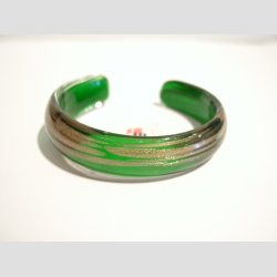 Glas Armbnd - Grn/Guld - Dia5,7cm &amp; 2,5cm bning