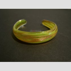 Glas Armbnd - Gul/Guld - Dia5,5cm &amp; 2,8cm bning
