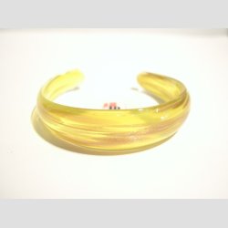 Glas Armbnd - Gul/Guld - Dia5,5cm &amp; 2,8cm bning