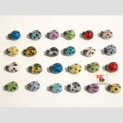 Glas og Stenpulver Perle - Mariehne - Mix. farver - 1cm