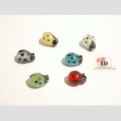 Glas og Stenpulver Perle - Mariehne - Mix. farver - 1cm