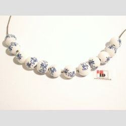 Perler - Porceln - Long life Perler - Hvid/Bl - 1,2cm