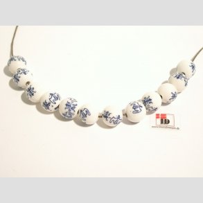 Perler - Porceln - Long life Perler - Hvid/Bl - 1,2cm