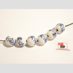 Perler - Porceln - Long life Perler - Hvid/Bl - 1,2cm