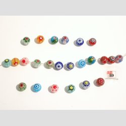 Millefiori Glas Perler - Rund Millefiori Blomst- 1cm