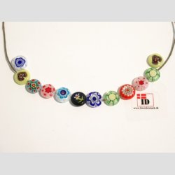 Millefiori Glas - Hndlavet Glas Perler - Millefiori Blomster - Flade - 1cm