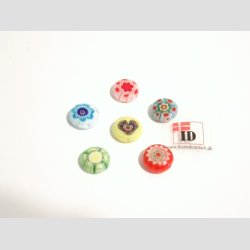 Millefiori Glas - Hndlavet Glas Perler - Millefiori Blomster - Flade - 1cm