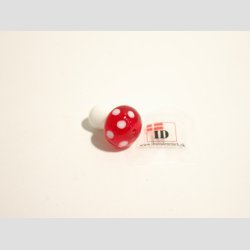 Glas Perle - Champignon - Rd/Hvid - 2cm