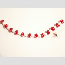 Glas Perle - Champignon - Rd/Hvid - 1,2cm