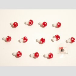 Glas Perle - Champignon - Rd/Hvid - 1,2cm