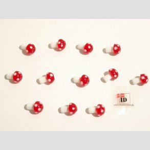 Glas Perle - Champignon - Rd/Hvid - 1,2cm