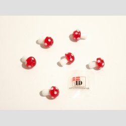 Glas Perle - Champignon - Rd/Hvid - 1,2cm