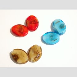 Glas Perler - Flade/Ovale - Brune/Rde eller Bl - 1 St 12 Stk - 2cm