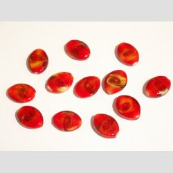 Glas Perler - Flade/Ovale - Brune/Rde eller Bl - 1 St 12 Stk - 2cm