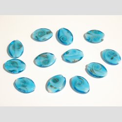 Glas Perler - Flade/Ovale - Brune/Rde eller Bl - 1 St 12 Stk - 2cm